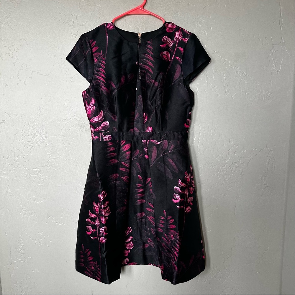 Ted Baker Jebby Splendor Jacquard Dress Black Fuschia Floral - Picture 2 of 13
